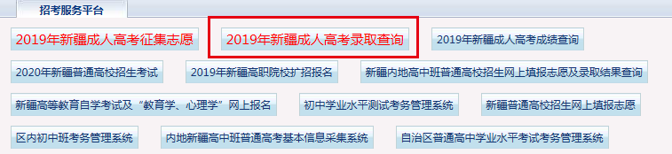 2019年新疆成人高考录取结果查询入口